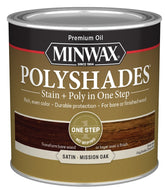 Minwax 213854444 Waterbased Polyurethane Stain, Satin, Liquid, Mission Oak, 0.5 pt Can